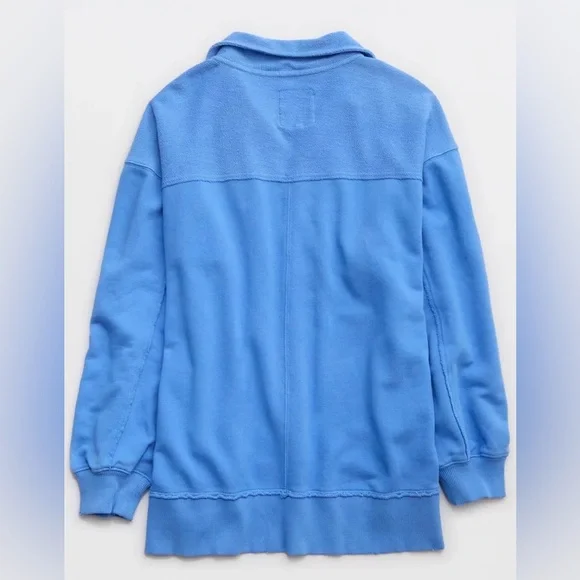 Aerie Starry Skies Oversized V- Neck Sweatshirt Blue - Picture 5 of 8